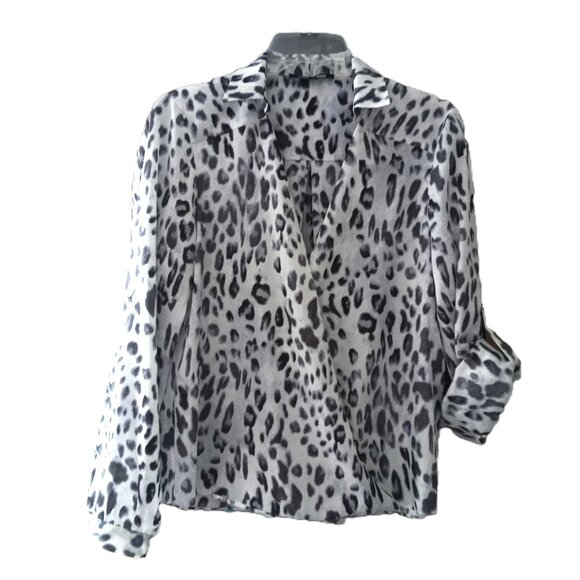 Gianni Bini faux wrap Animal print top Blouse sz M,  /B9 - Picture 1 of 6